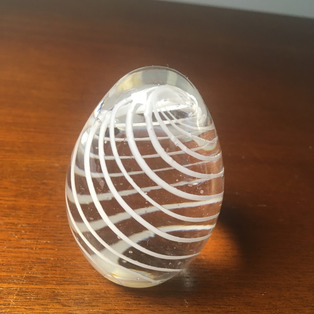 Glass egg paperweight